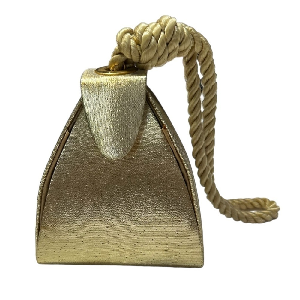 Y & S Vintage Gold Tone Lame Style Evening Bag / Pouch